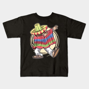 Cinco De Mayo Dabbing Mexican Poncho Kids T-Shirt